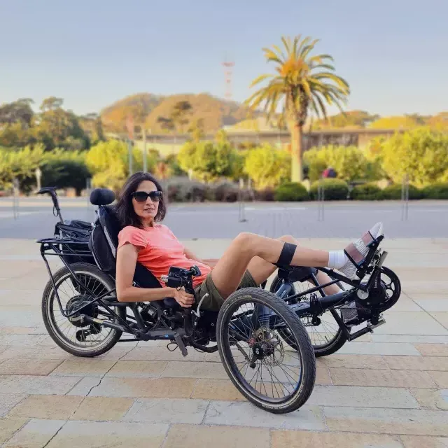 Jan Bonville explores Golden Gate Park in her adaptive bike.